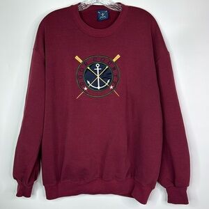 Vintage Oarsman Door County Burgundy Crewneck Sweatshirt Size XL